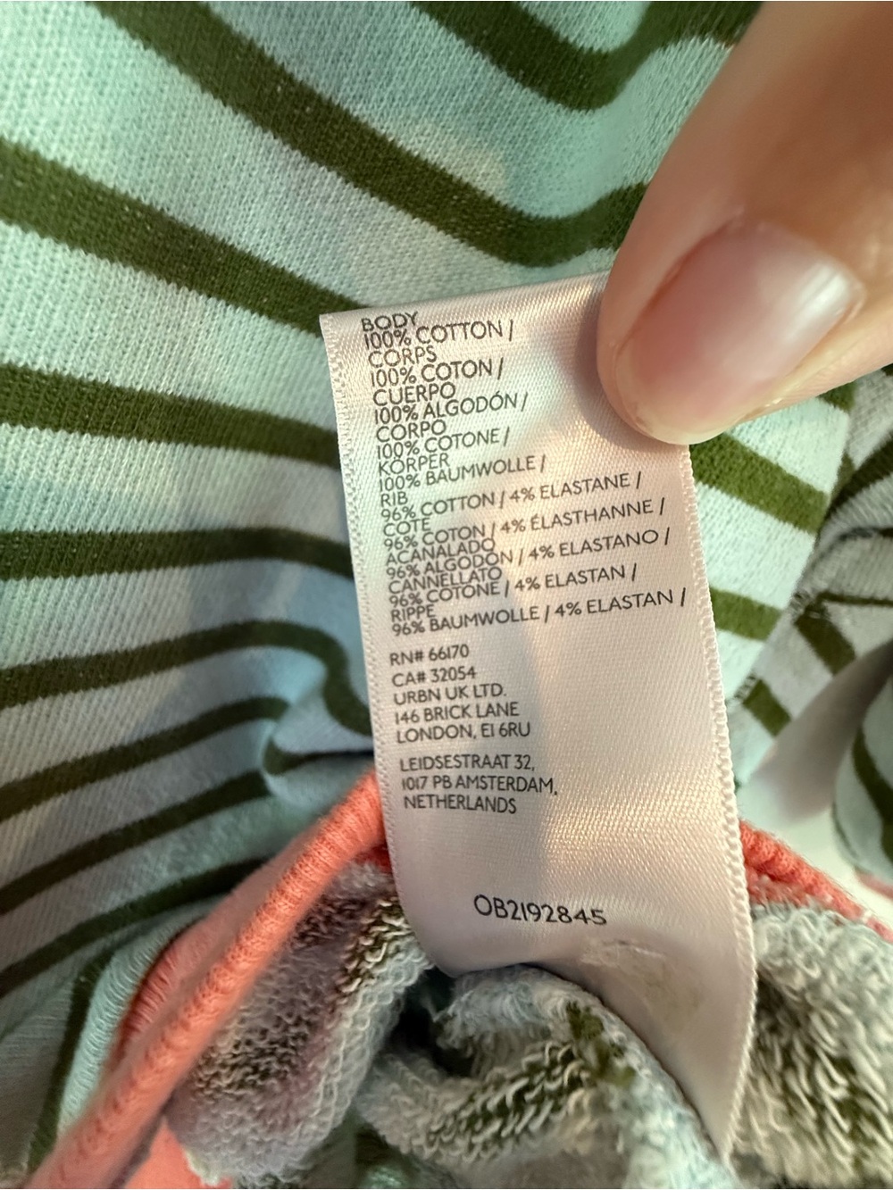 Pilcro Mint & Coral Striped Crewneck Sweatshirt - Picture 4 of 5